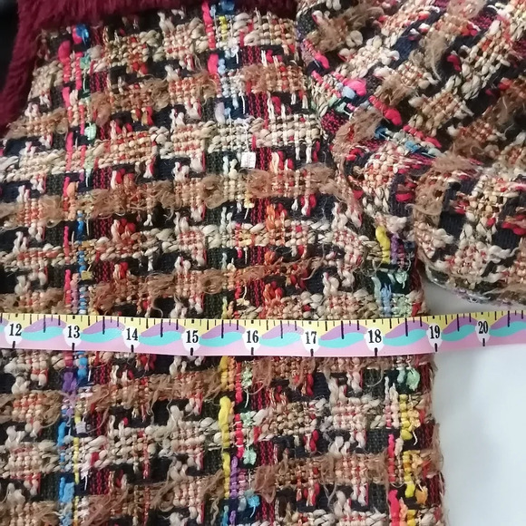 Anthropologie ett:twa Harlequin Boyfriend Colourful Tweed Long Jacket Small - Picture 15 of 17